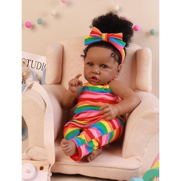 🆕22.8 Inch Reborn Doll with Soft Body African American Charlotte Girl Doll - Picture 7 of 13